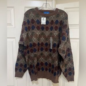 VNTG Towncraft Sweater Mens XL Pullover Crewneck Argyle 90s Colorful Dad Grandpa
